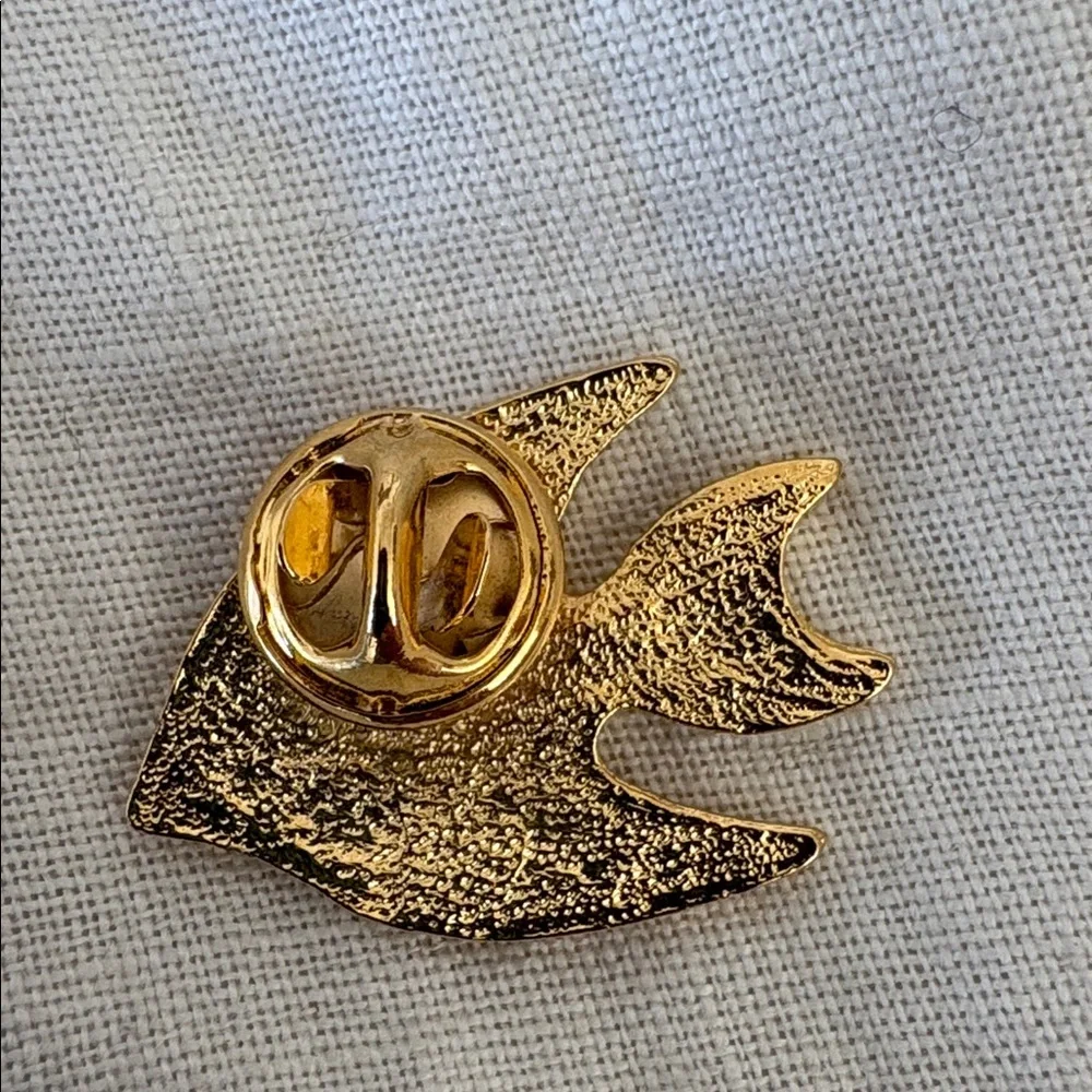 Gold Fish Brooch with crystal eye